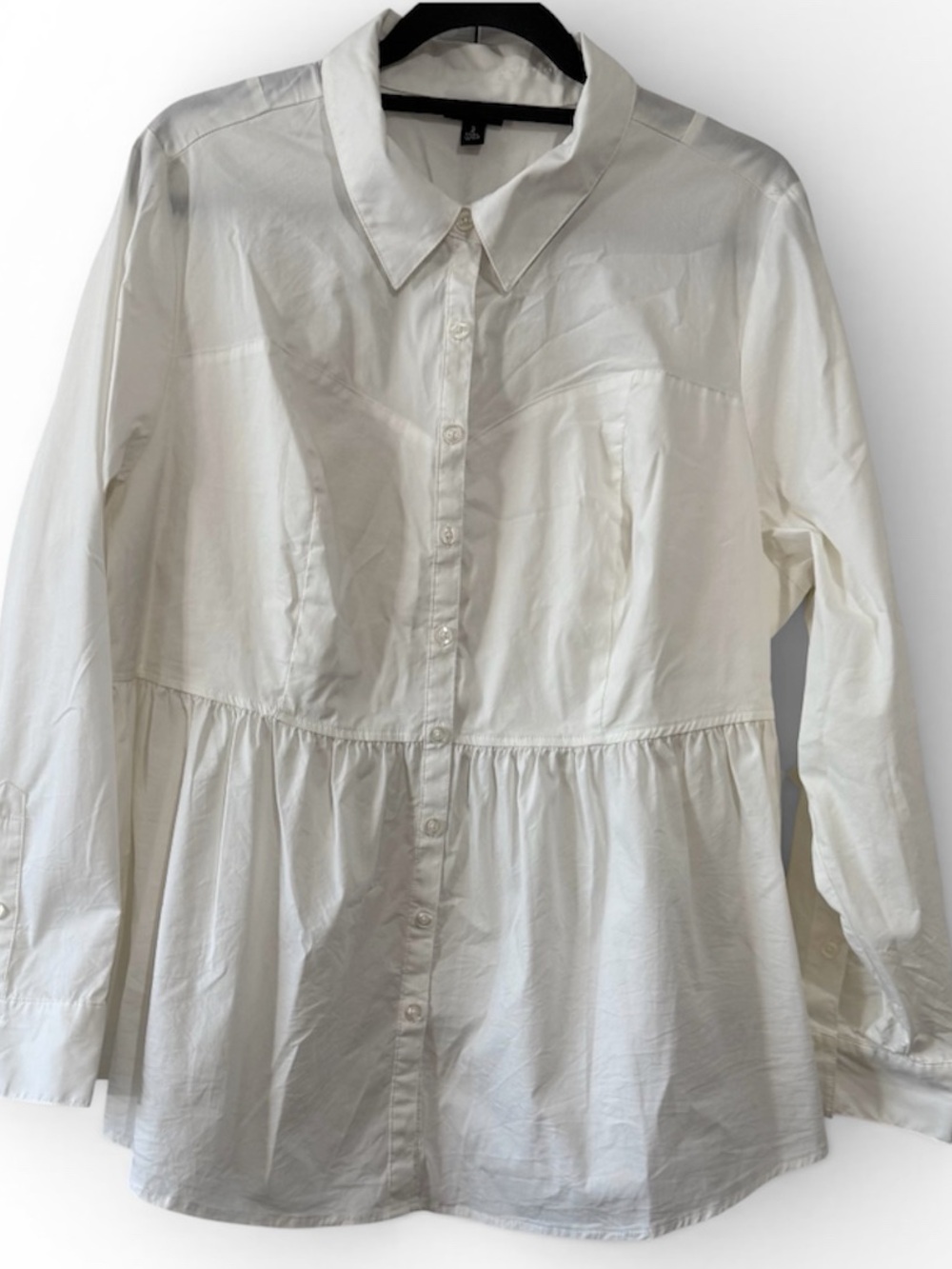 torrid White Button Front Babydoll Blouse Size 2 Plus Smocked Back